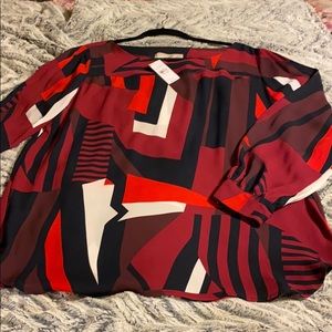 Red, Black, & White Print Tunic